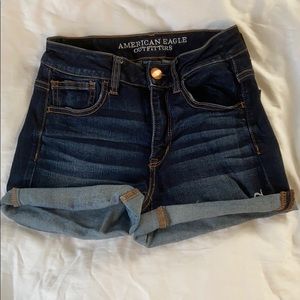 Dark blue denim shorts